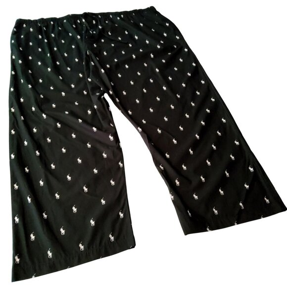 Polo Ralph Lauren womenPajama Pants Black With White Pony Print Size 4X 100% Cot - Picture 9 of 12
